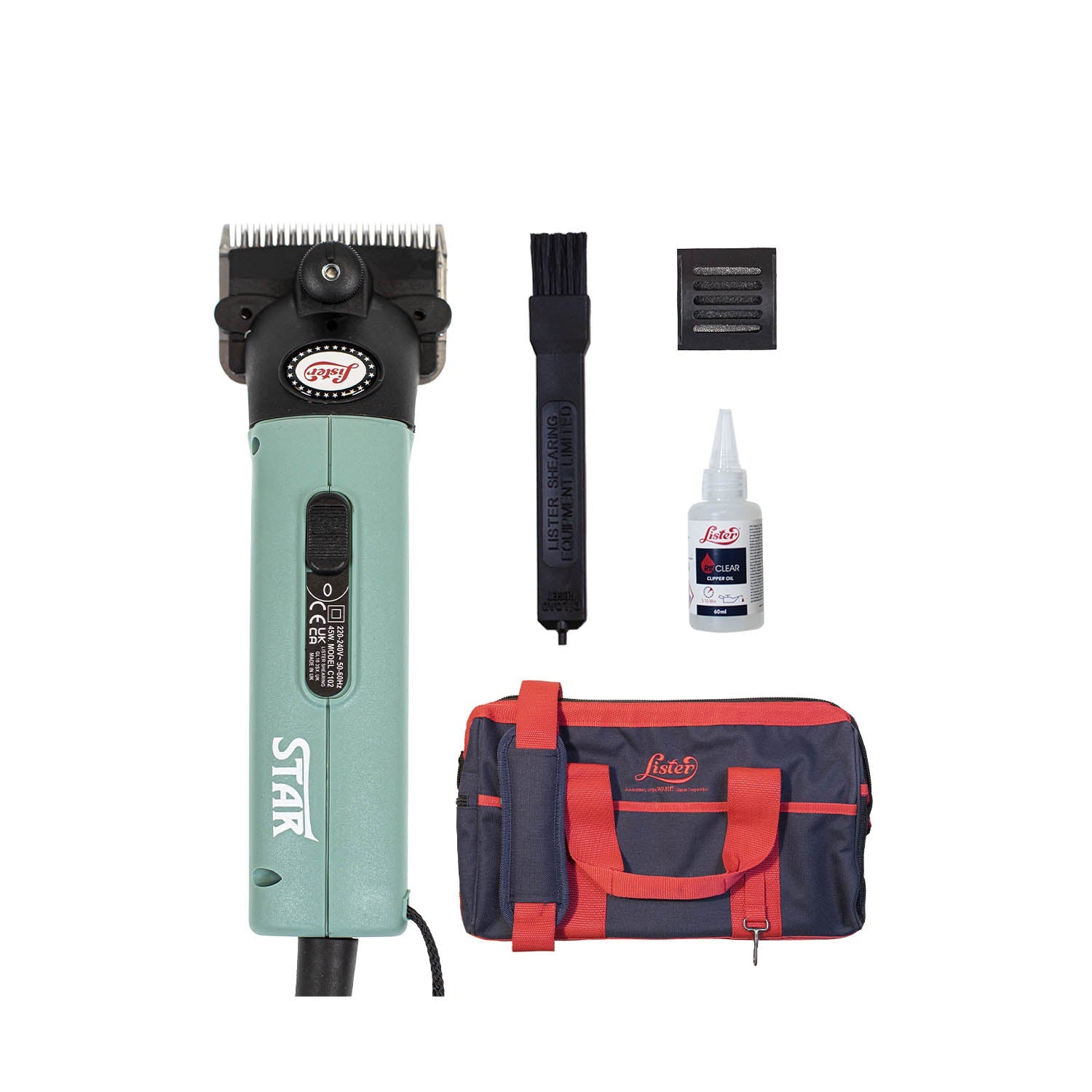 Lister Star horse clipper - 45W professional equine clipper with A2F blades