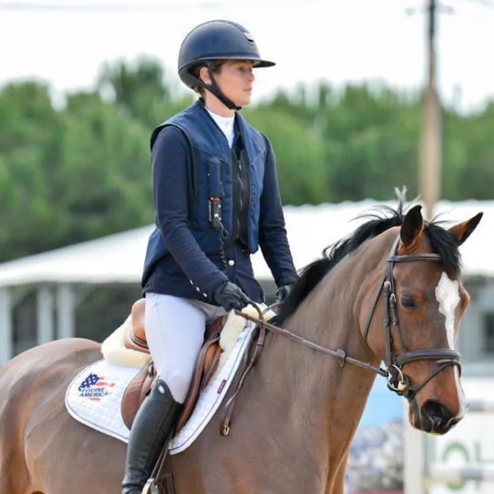 Point Two ProAir equestrian safety vest in navy - complete protection for eventing, showjumping, dressage and polo.
