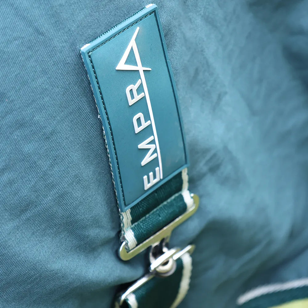 StormX Empra pima cotton sheet showing the underneath attachments with the Empra logo