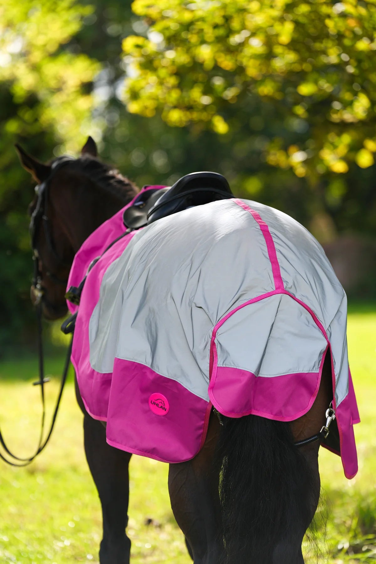 Pink hi viz reflected waterproof exercise sheet rug