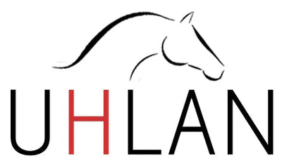 Logo of UHLAN with a stylized horse head on a white background