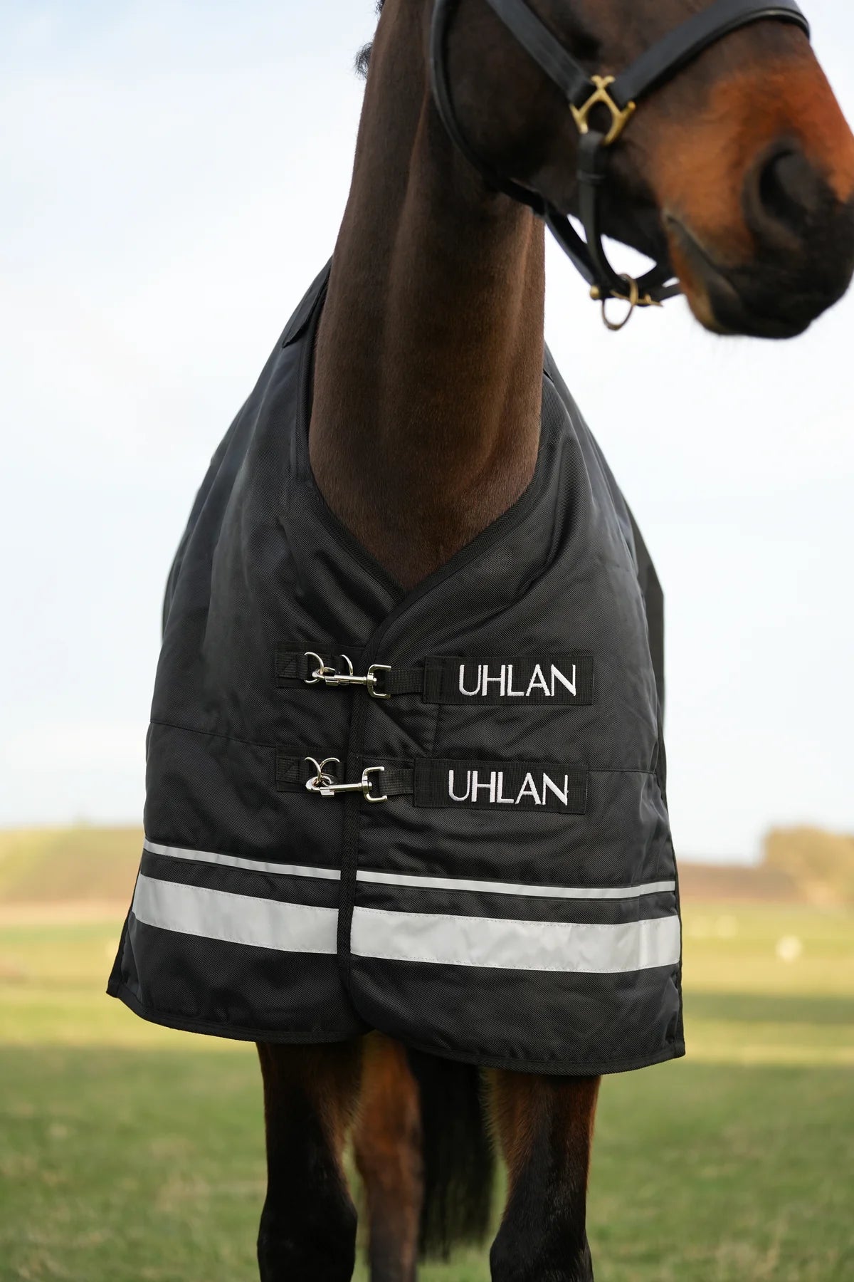 Uhlan Equestrian black faux fur lined turnout rug 1680D