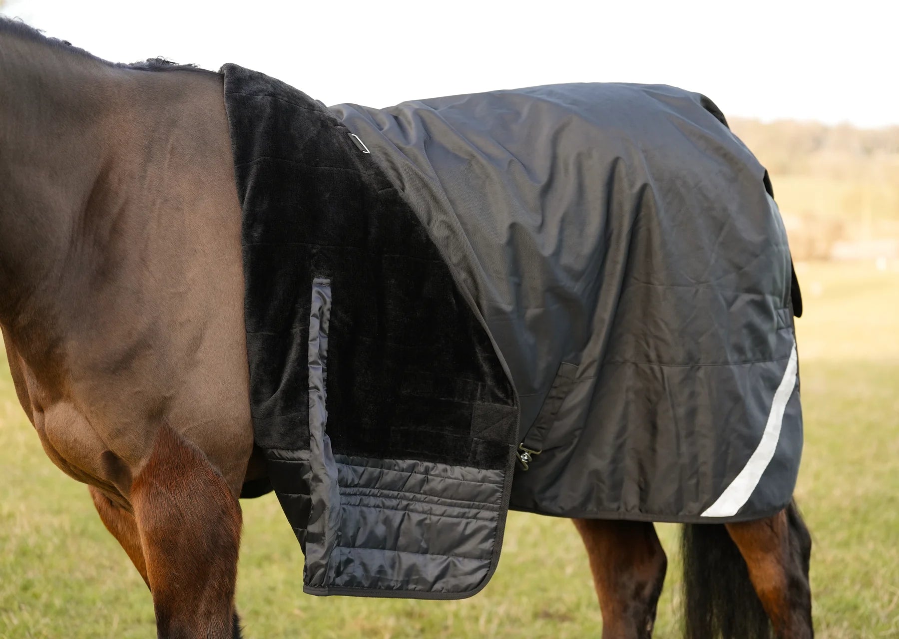 Uhlan Equestrian black faux fur lined turnout rug 1680D