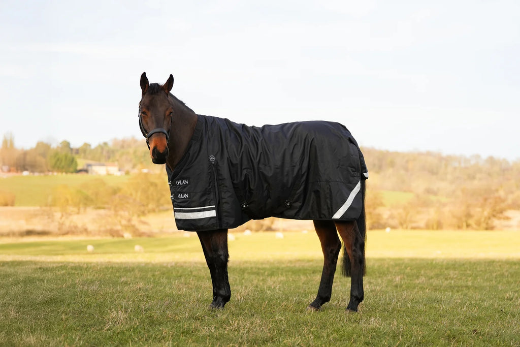 Uhlan Equestrian black faux fur lined turnout rug 1680D