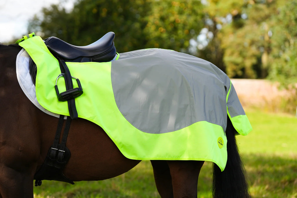 Yellow hi viz reflected waterproof exercise sheet rug