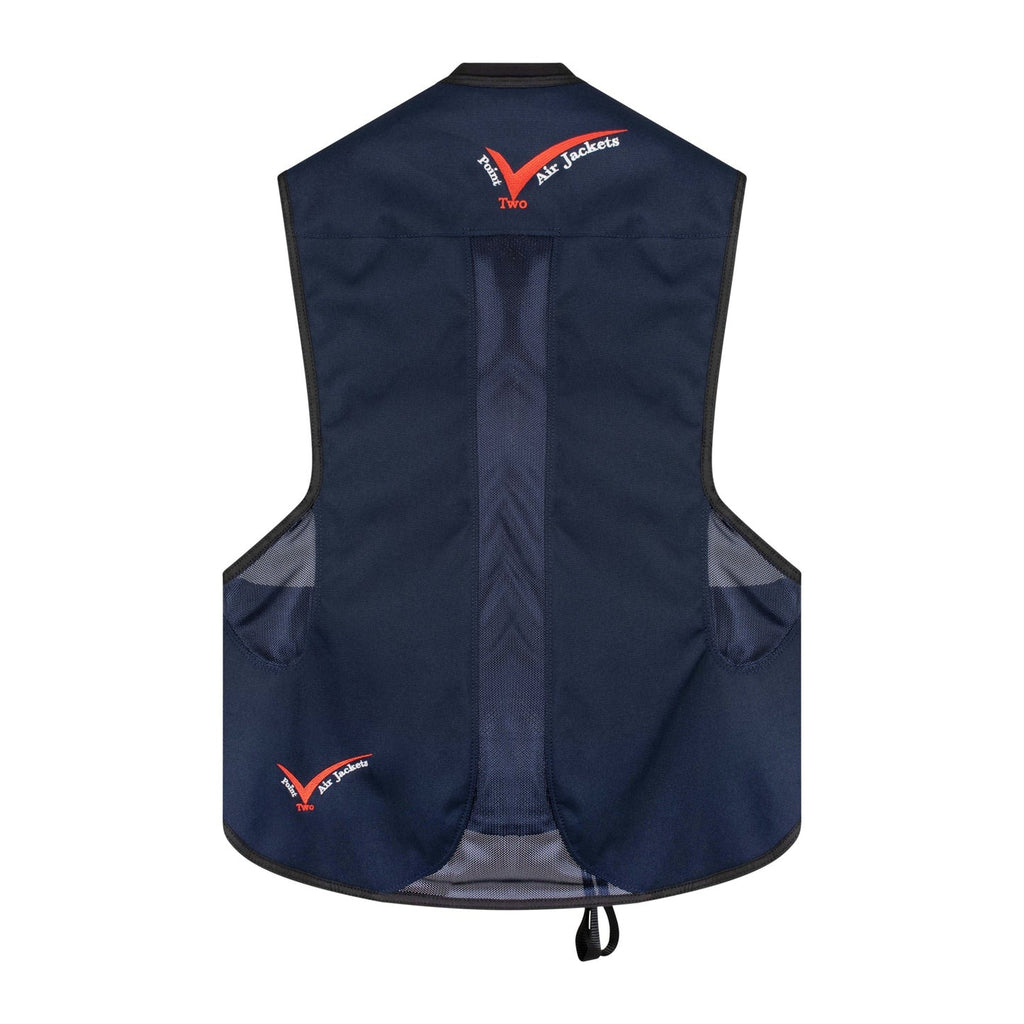 Point Two ProAir navy air vest - back view showing pleated neck and neoprene collar