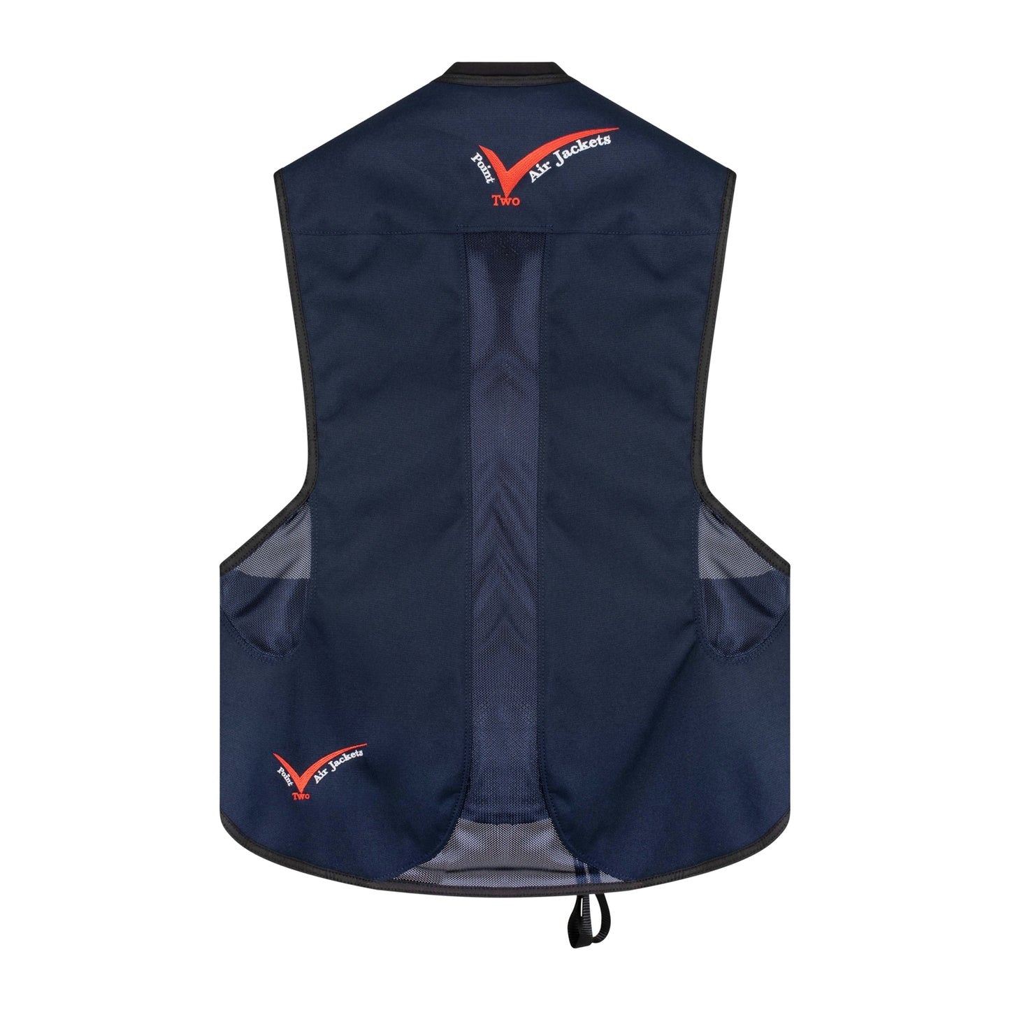 Point Two ProAir navy air vest - back view showing pleated neck and neoprene collar