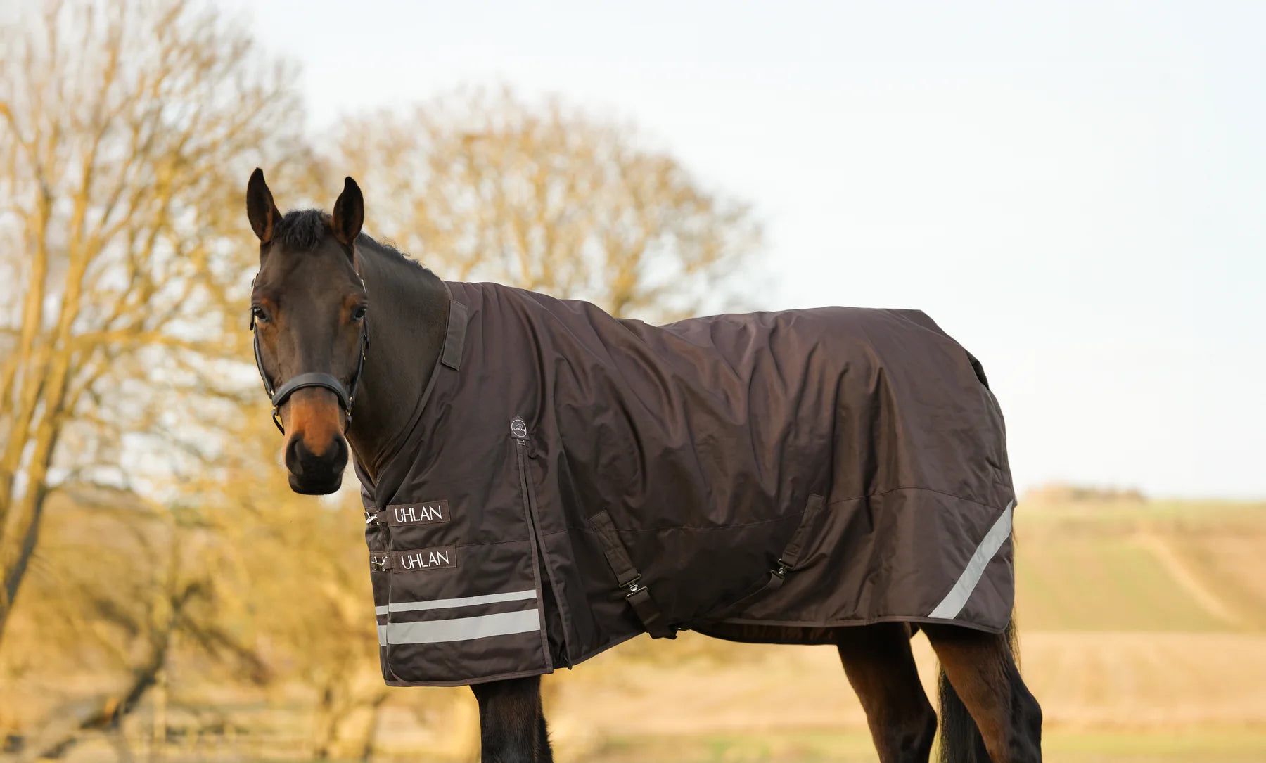 Uhlan Equestrian brown faux fur lined turnout rug 1680D